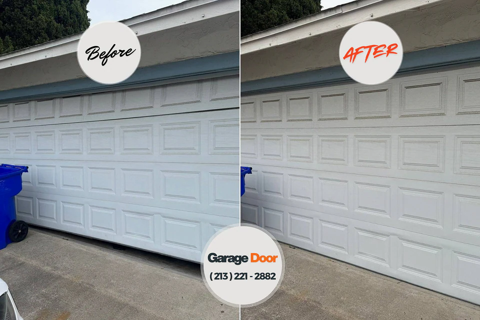 Before and after: garage door repair Dousman, WI